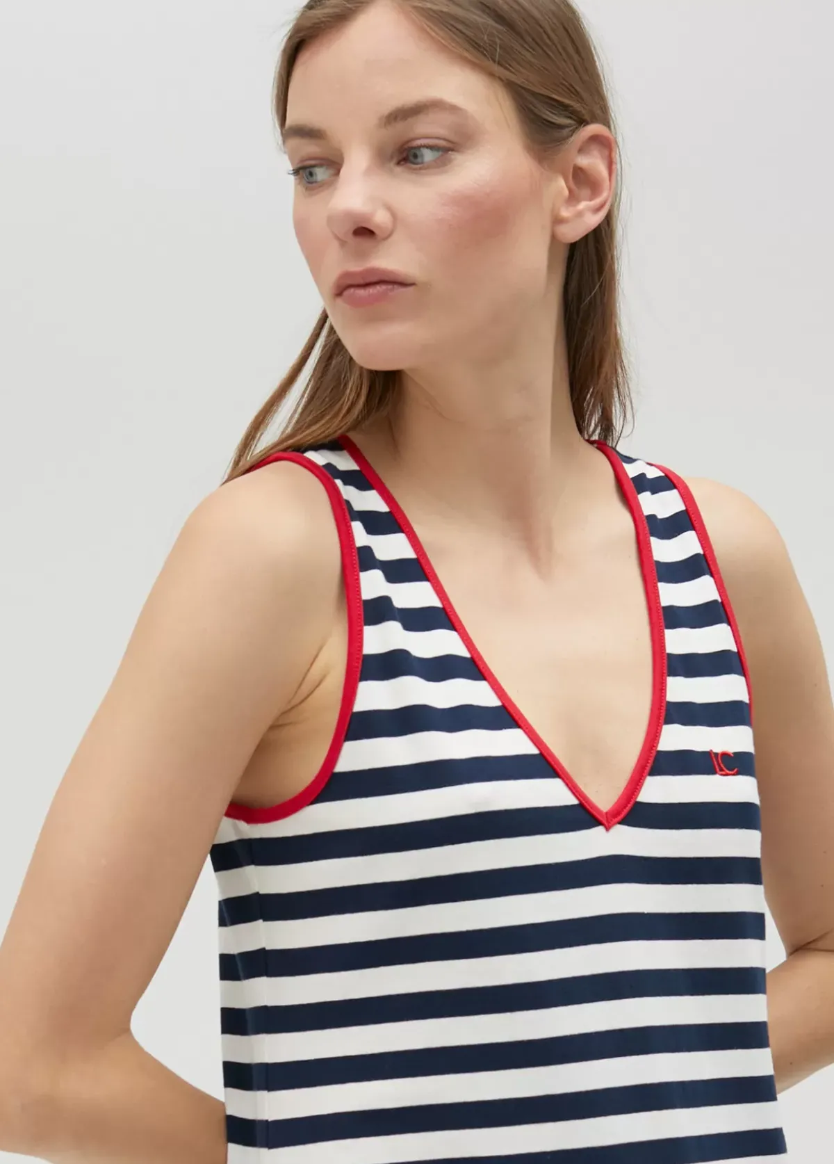 Outlet Vestido rayas midi de algodón 100% - Lola Casademunt Vestidos Y Faldas